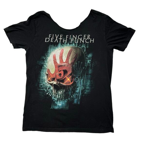 FIVE FINGER DEATH PUNCH Womens Relaxed Fit T-shirt Size Large XL Black FFDP - Picture 4 of 7